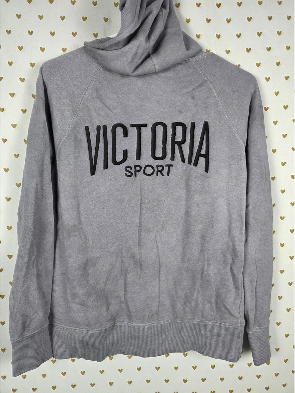 Victorias Secret SPORT Double Zip Hoodie Jacket Grey SMALL